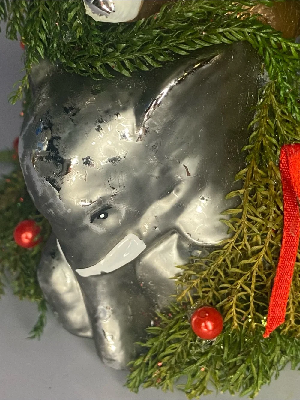 Vintage Blown Glass Bombay Safari/Jungle Animal Holiday Tree Ornament - Green